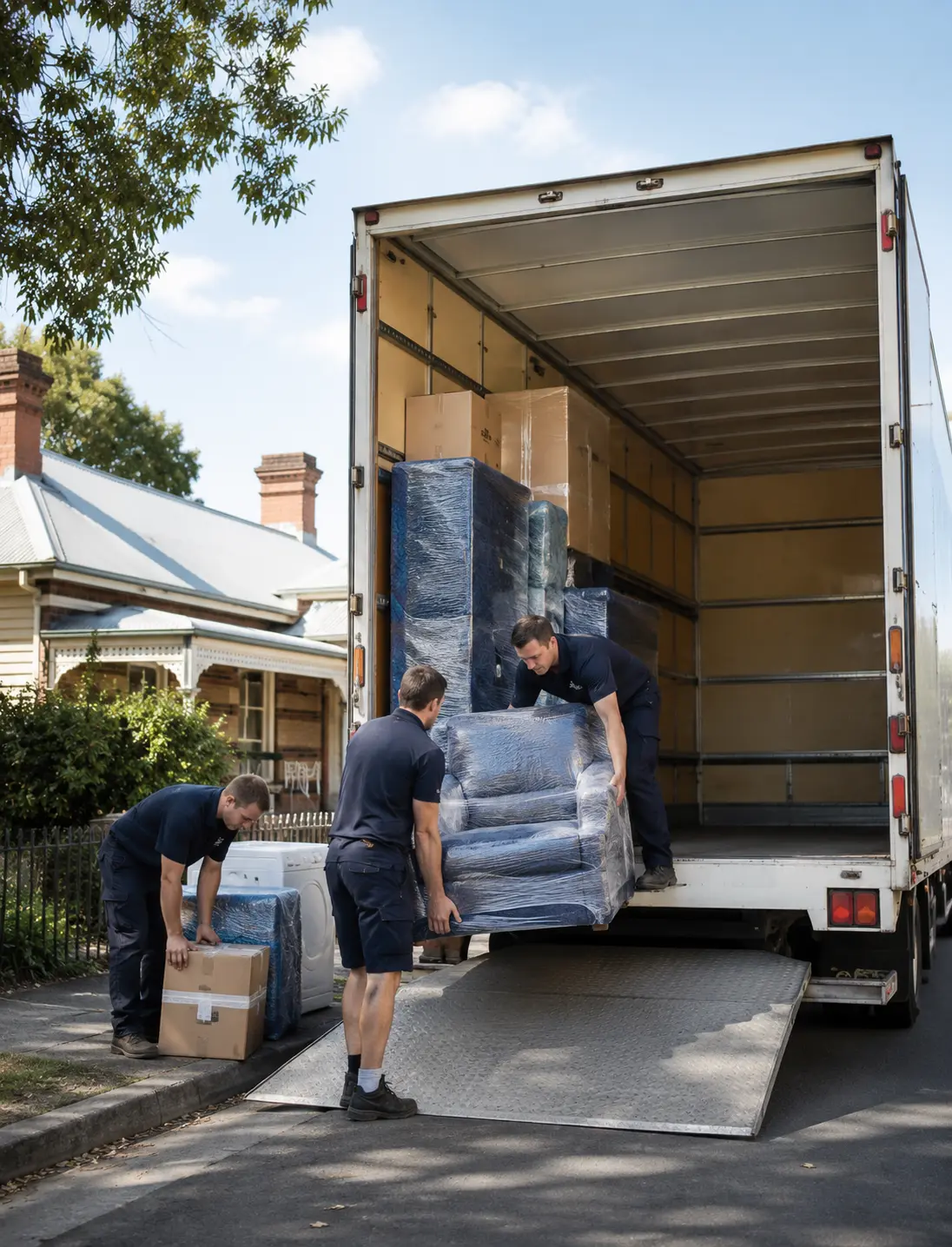 Ballarat backload removalists preparing furniture and boxes for a cost effective interstate move