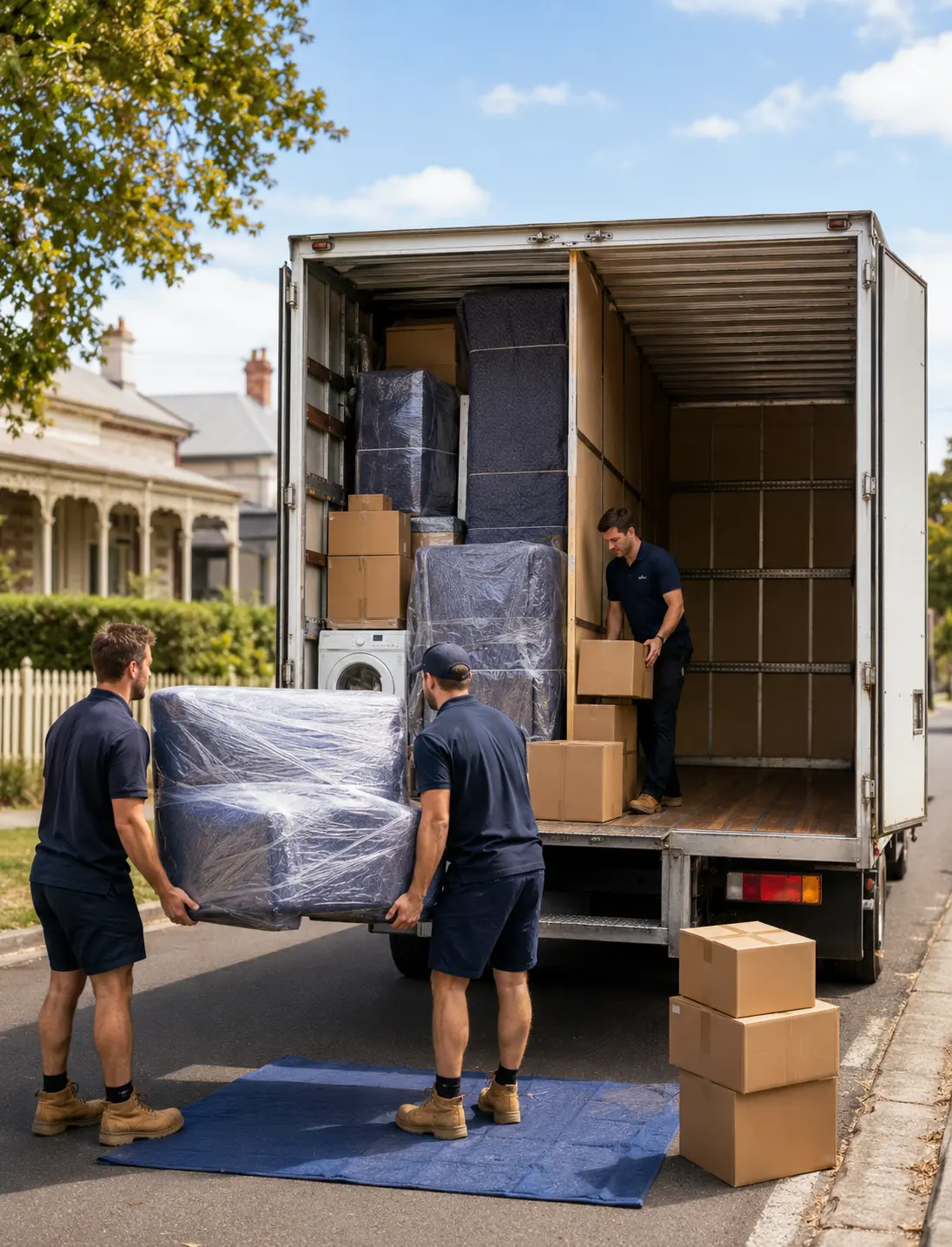 Ballarat interstate backloading service loading household furniture into a shared removalist truck