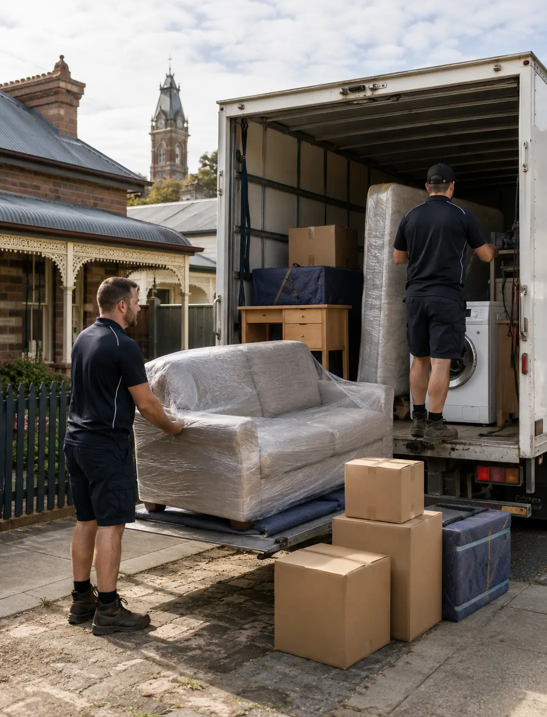 Ballarat small interstate moves with selected furniture and moving boxes prepared for transport