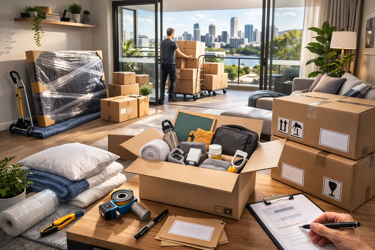 Apartment packing strategy for interstate moves from Brisbane with essentials separated and protected for quick access during delivery windows