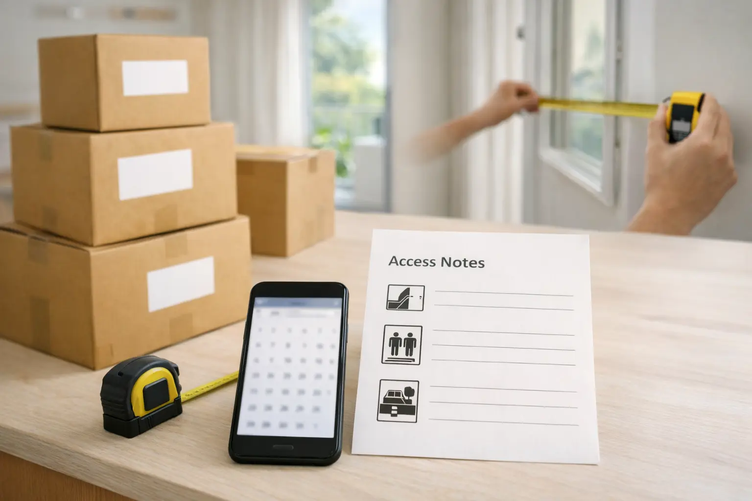Booking an interstate pickup window in Brisbane with access details confirmed for removalists and cartons staged for loading