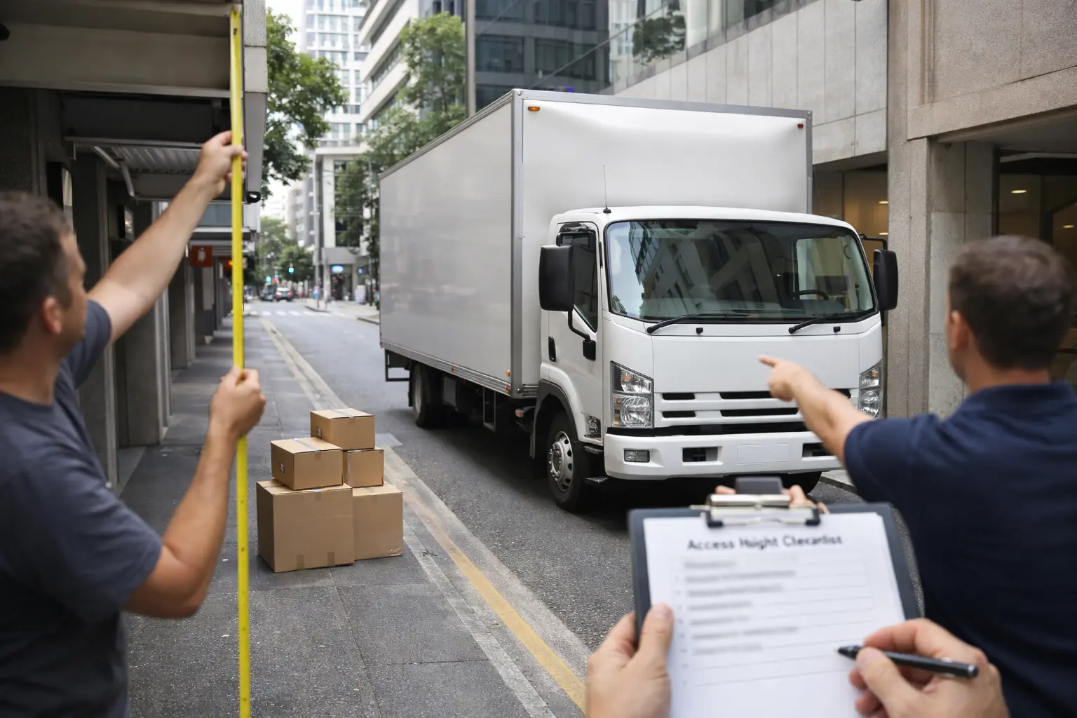Truck parking for movers in Brisbane CBD with tight access planning, narrow driveway access and clearance checks for interstate removals