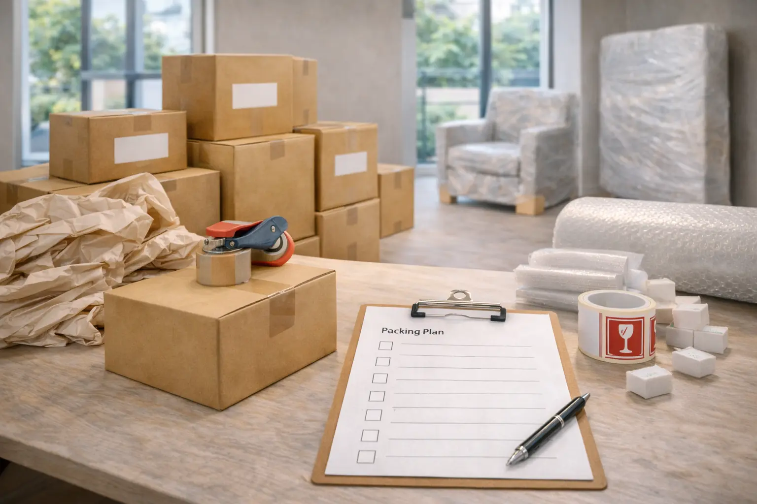 Brisbane packing and pre-packing services for interstate moves with cartons, wrapping materials and secure load planning for long-distance removals