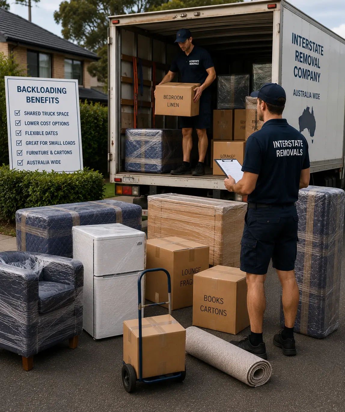 Geelong small load backloading with shared truck space, compact furniture load, and interstate removalist planning
