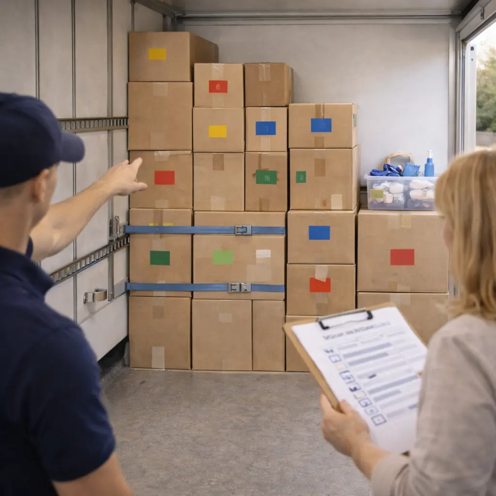 Labelled cartons system and inventory list for moving with load planning notes for smoother interstate delivery from Perth