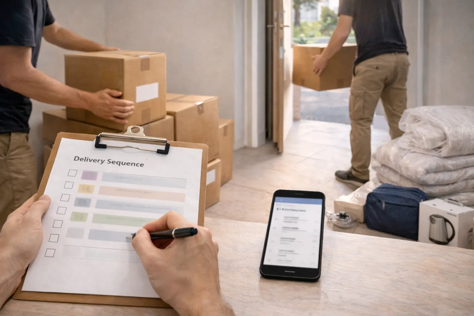 How delivery timing works for part-load interstate removals with a flexible delivery window and planned unloading sequence
