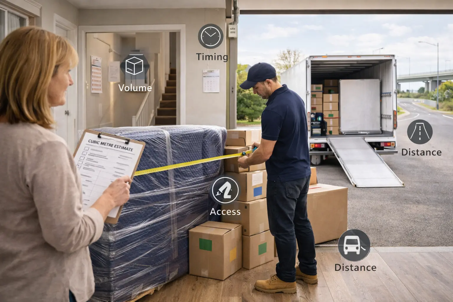 Perth interstate moving costs guide showing quote comparison, budgeting tips, and moving boxes ready for transport