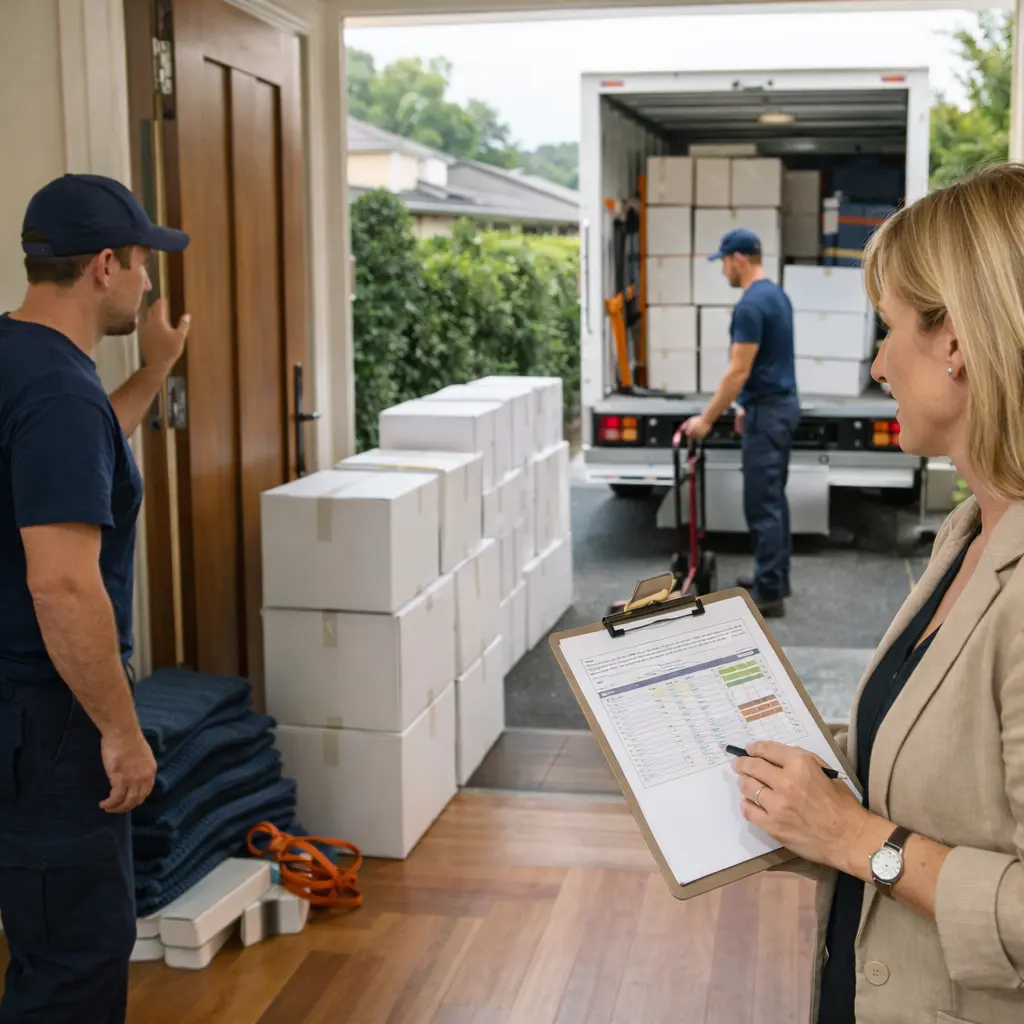 Pickup window Perth interstate removals with linehaul transport planning and organised cartons ready for loading