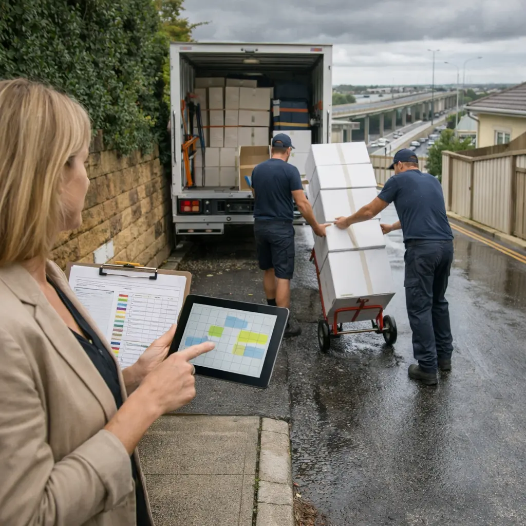 Transit time factors for Perth interstate removals including route demand, weather delay planning, access time allowances, and long distance freight schedule