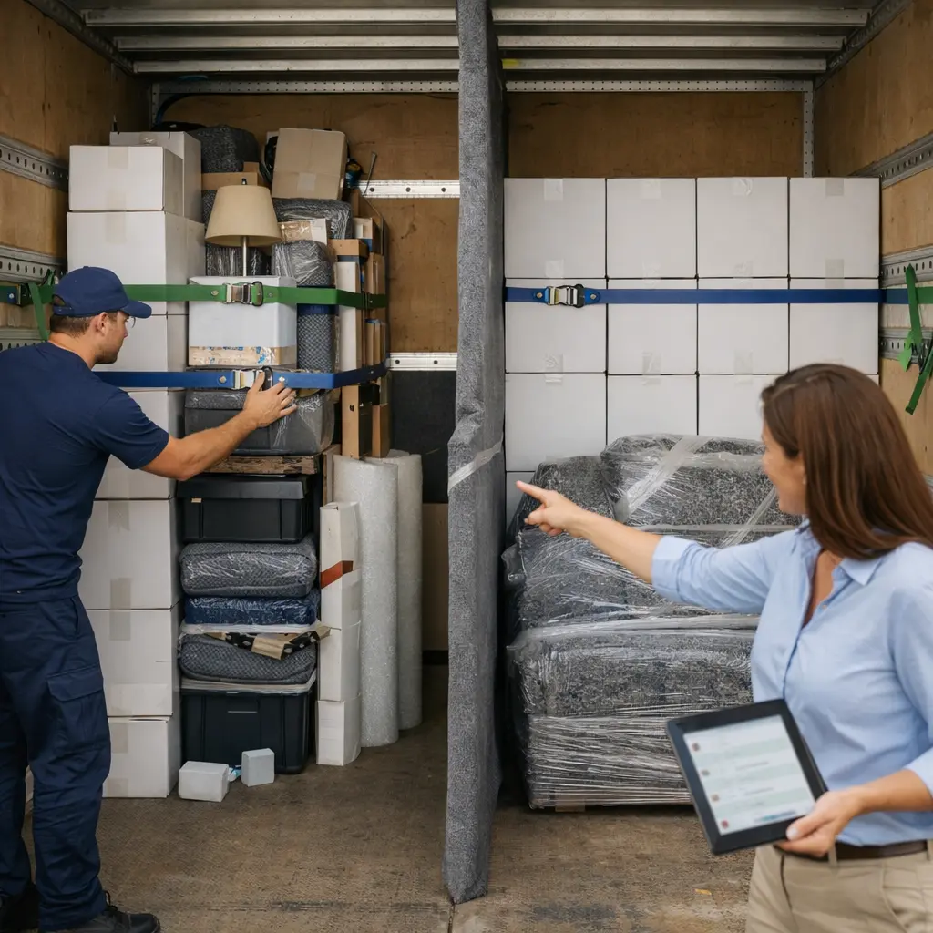Shared load transport versus dedicated space in a removals truck showing secure load planning for Perth to all states moving