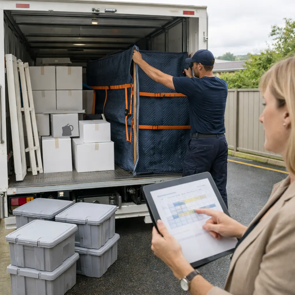 Storage in transit option and staged delivery of furniture for Perth interstate removals with priority items first delivery planning
