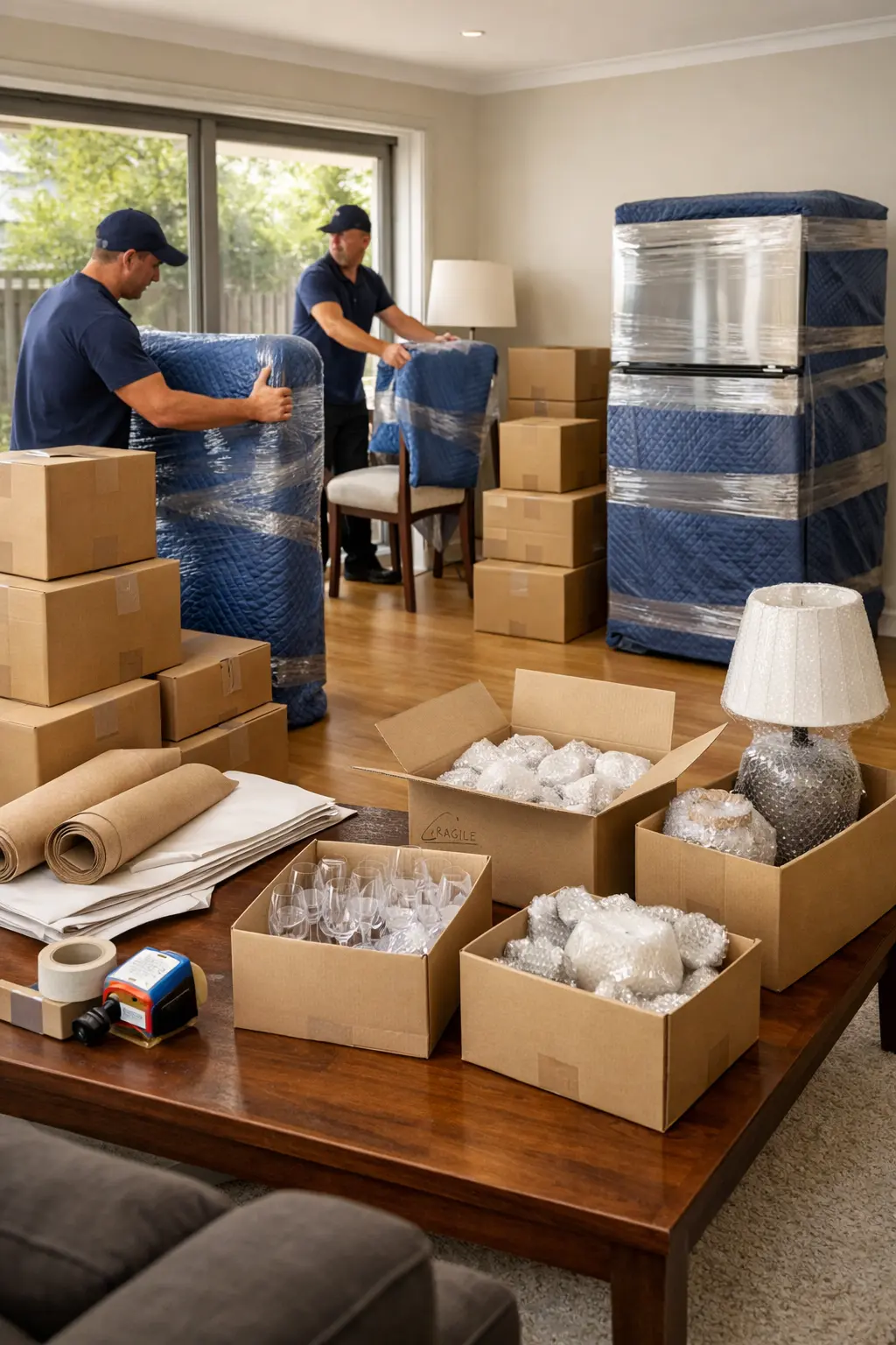Proper packing matters on a Bunbury interstate move with wrapped furniture and labelled cartons ready for transport